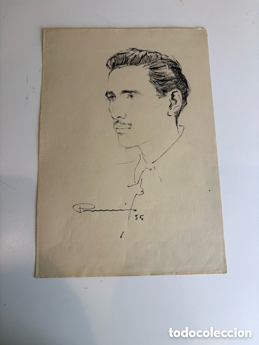 Art: Carles Prun&eacute;s (1937-2017) - Retrato masculino original. A&ntilde;os 50. Firmado y fechado 1955.