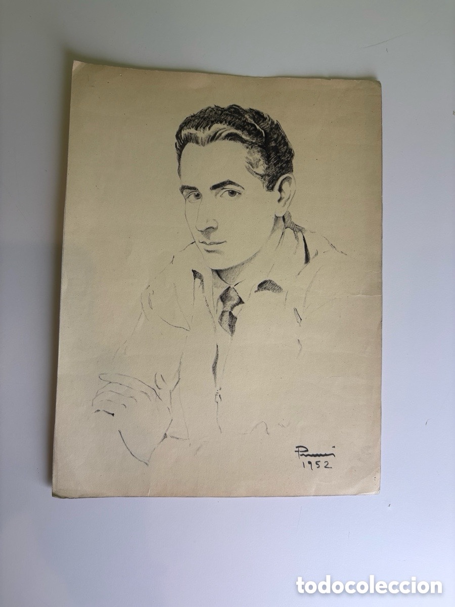 Art: Carles Prun&eacute;s (1937-2017) - Retrato masculino original. Firmado y fechado 1952.