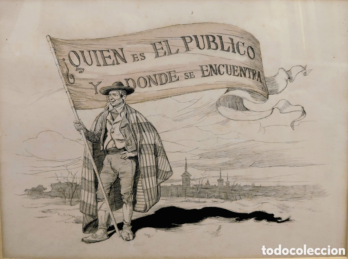 Art: Jos&eacute; Luis Pellicer (1942-1901). Ilustraci&oacute;n original para &rdquo;Obras completas&rdquo; de Mariano de Larra.