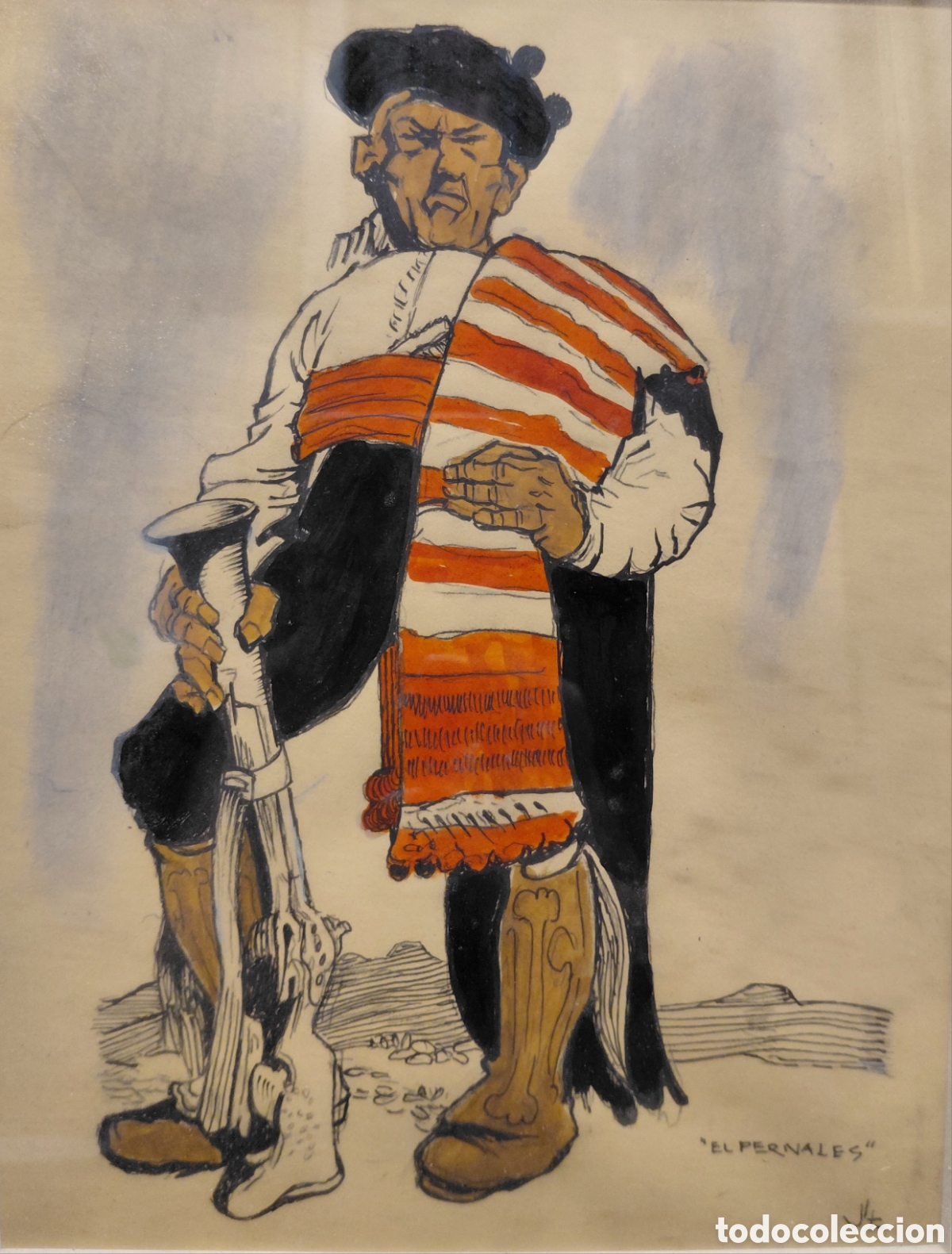 Art: Joan Llaverias (1865-1938). &rdquo;El Pernales&rdquo;, t&eacute;cnica mixta sobre papel.