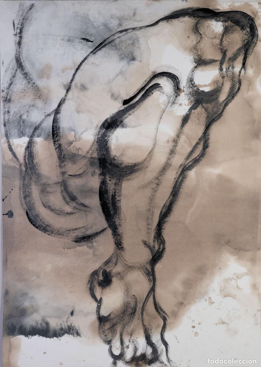 Arte: Dibujo acr&iacute;lico sobre papel Desnudo masculino siglo XX