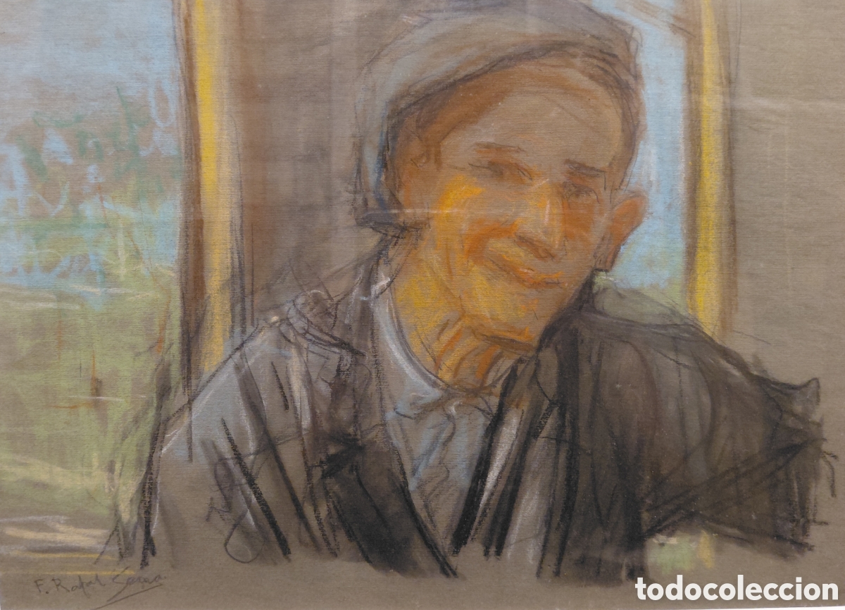 Art: Francisco Rafael Segura (1875-1954). Retrato, pastel sobre papel.