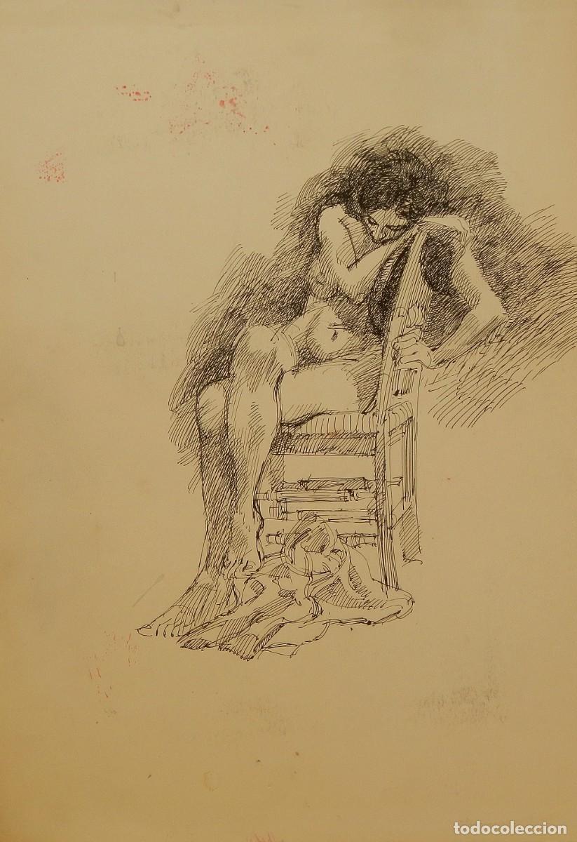 Arte: Carlos Enrique Lencinas G&oacute;mez. Tinta sobre papel. &rdquo;Desnudo femenino&rdquo;. Sin firmar.