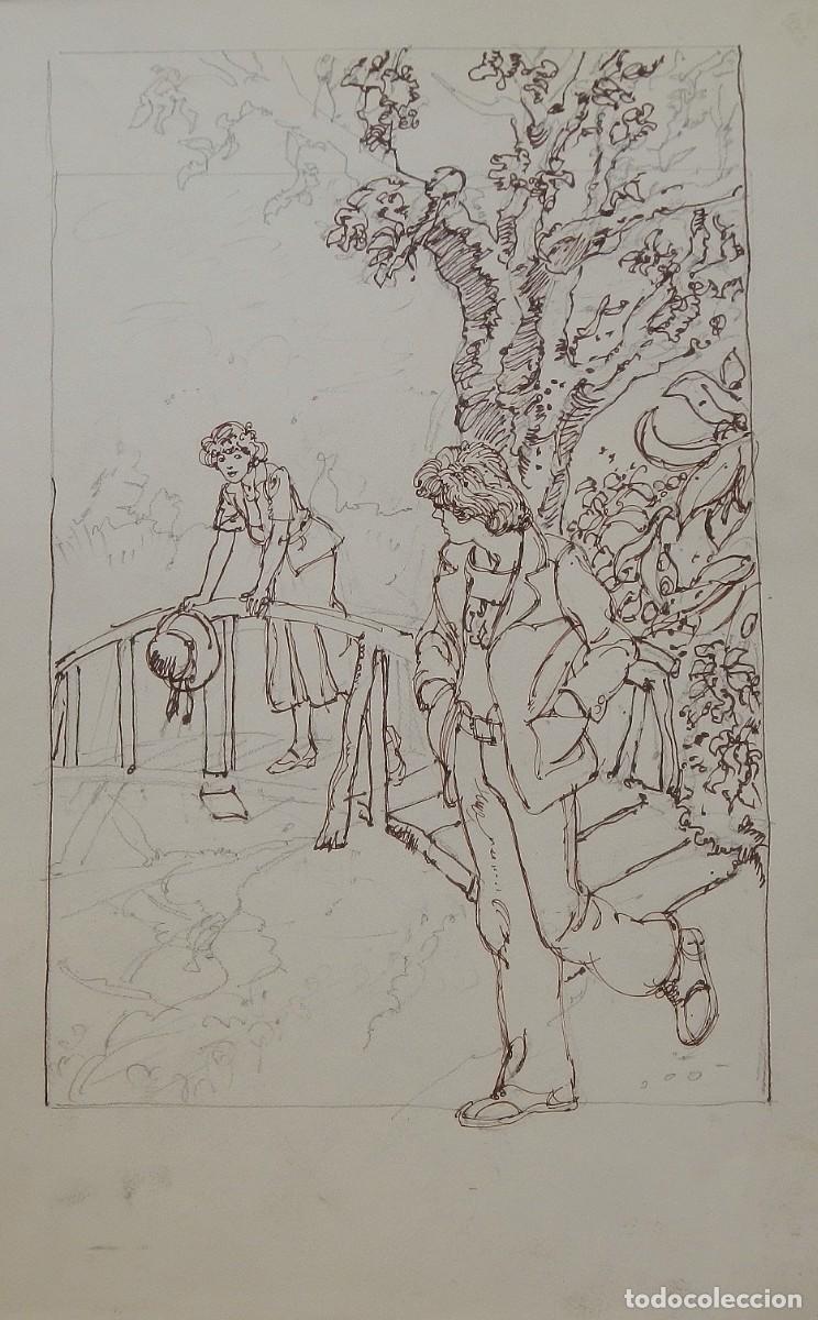 Arte: Carlos Enrique Lencinas G&oacute;mez. Tinta sobre papel. &rdquo;Pareja de enamorados&rdquo;. Sin firmar.
