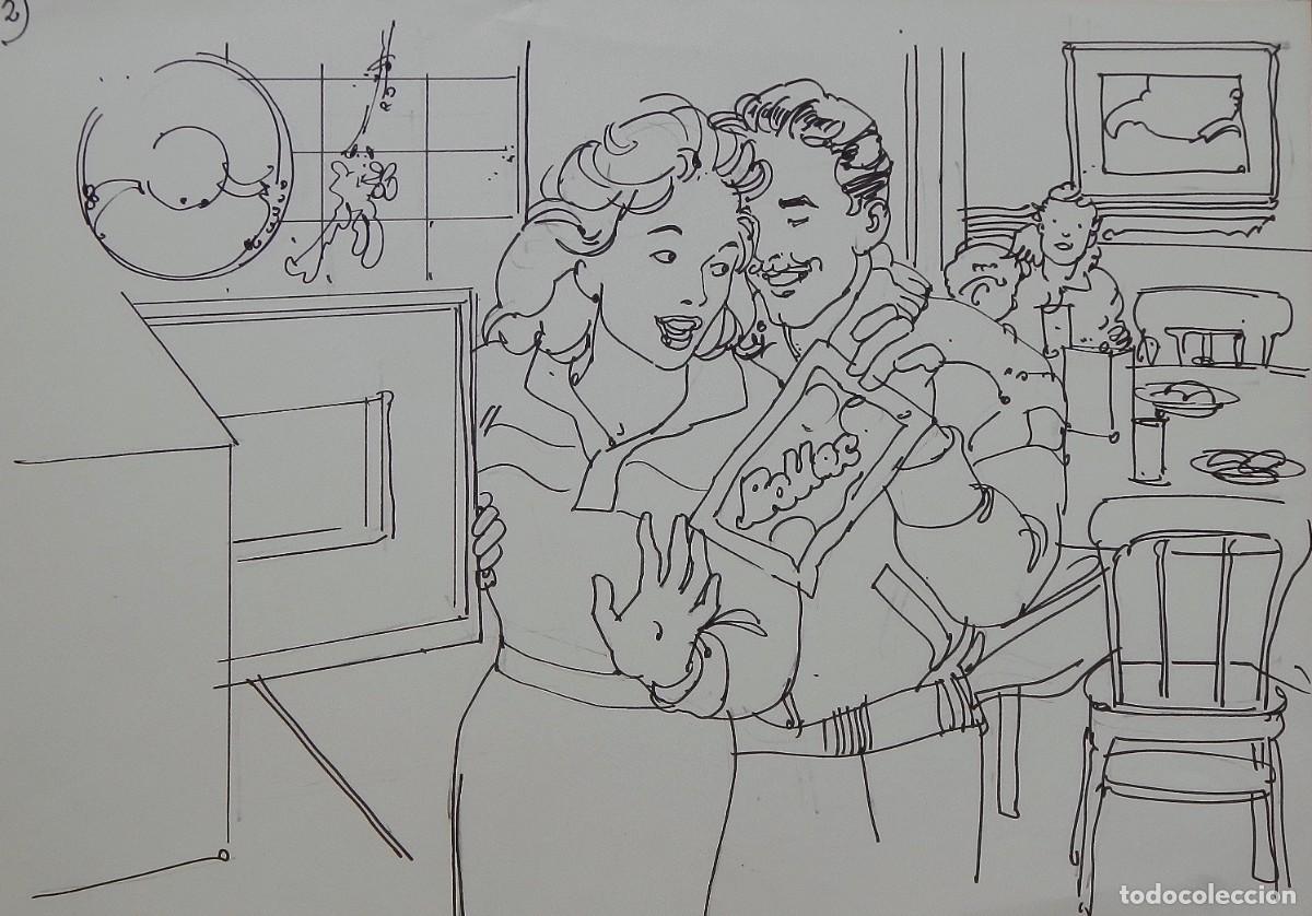 Arte: Carlos Enrique Lencinas G&oacute;mez. Tinta sobre papel. &rdquo;Matrimonio e hijos en la mesa&rdquo;. Sin firmar.