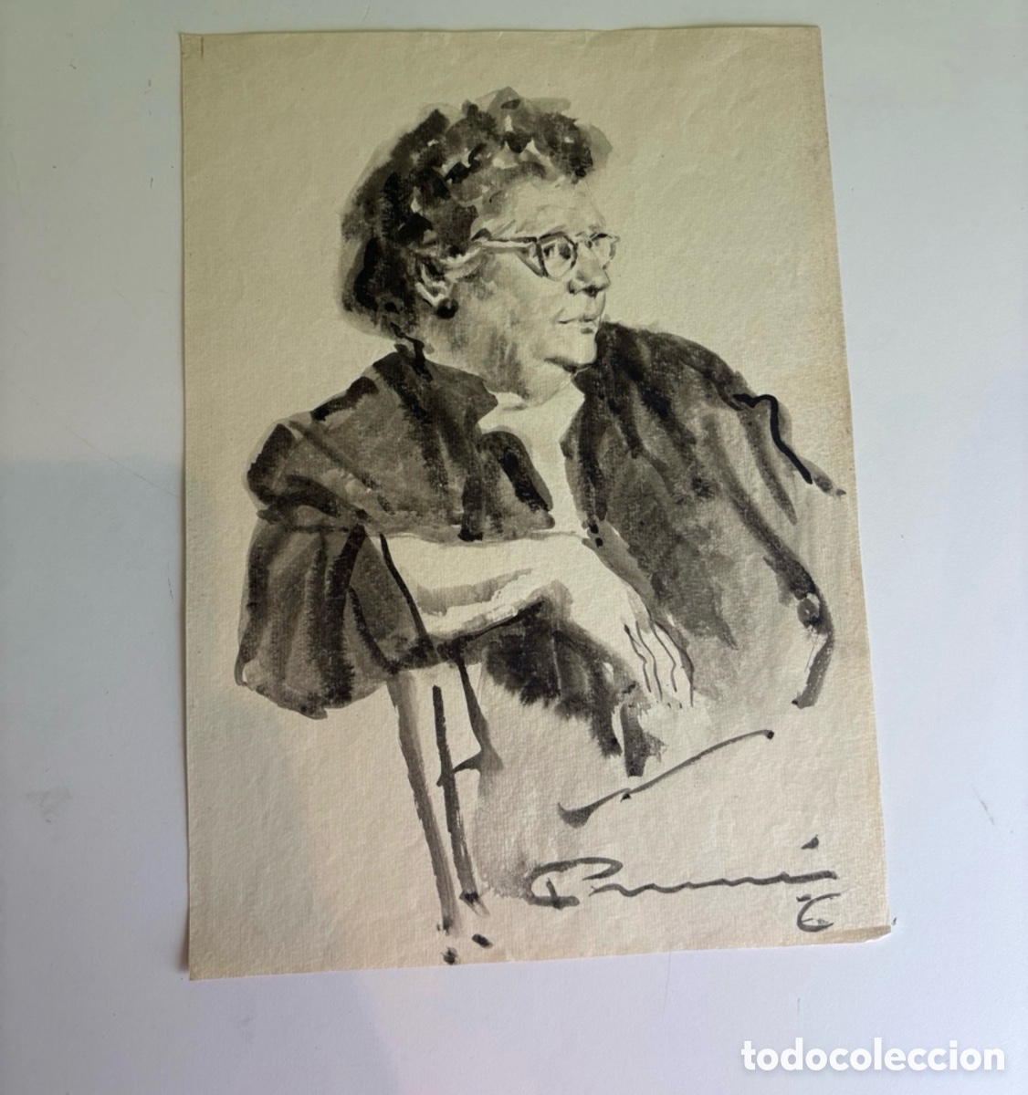 Kunst: Carles Prun&eacute;s (1937-2017) Dibujo Original Firmado &ndash; Retrato de Mujer Sentada