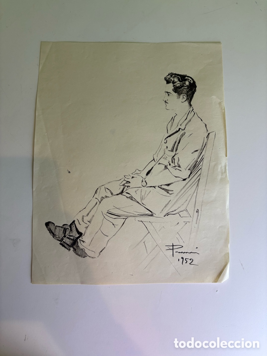 Arte: Carles Prun&eacute;s (1937-2017) Dibujo Original Firmado 1952