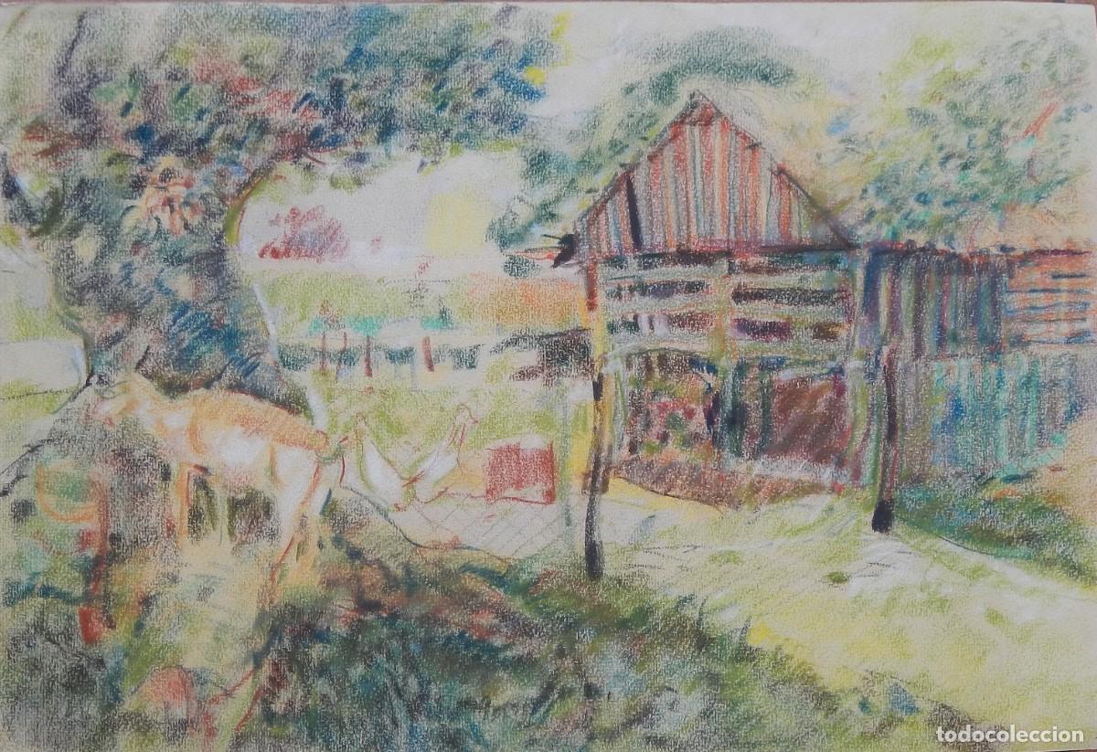Arte: Carlos Enrique Lencinas G&oacute;mez. Ceras sobre papel. &rdquo;Granja y animal&rdquo;. Sin firmar.