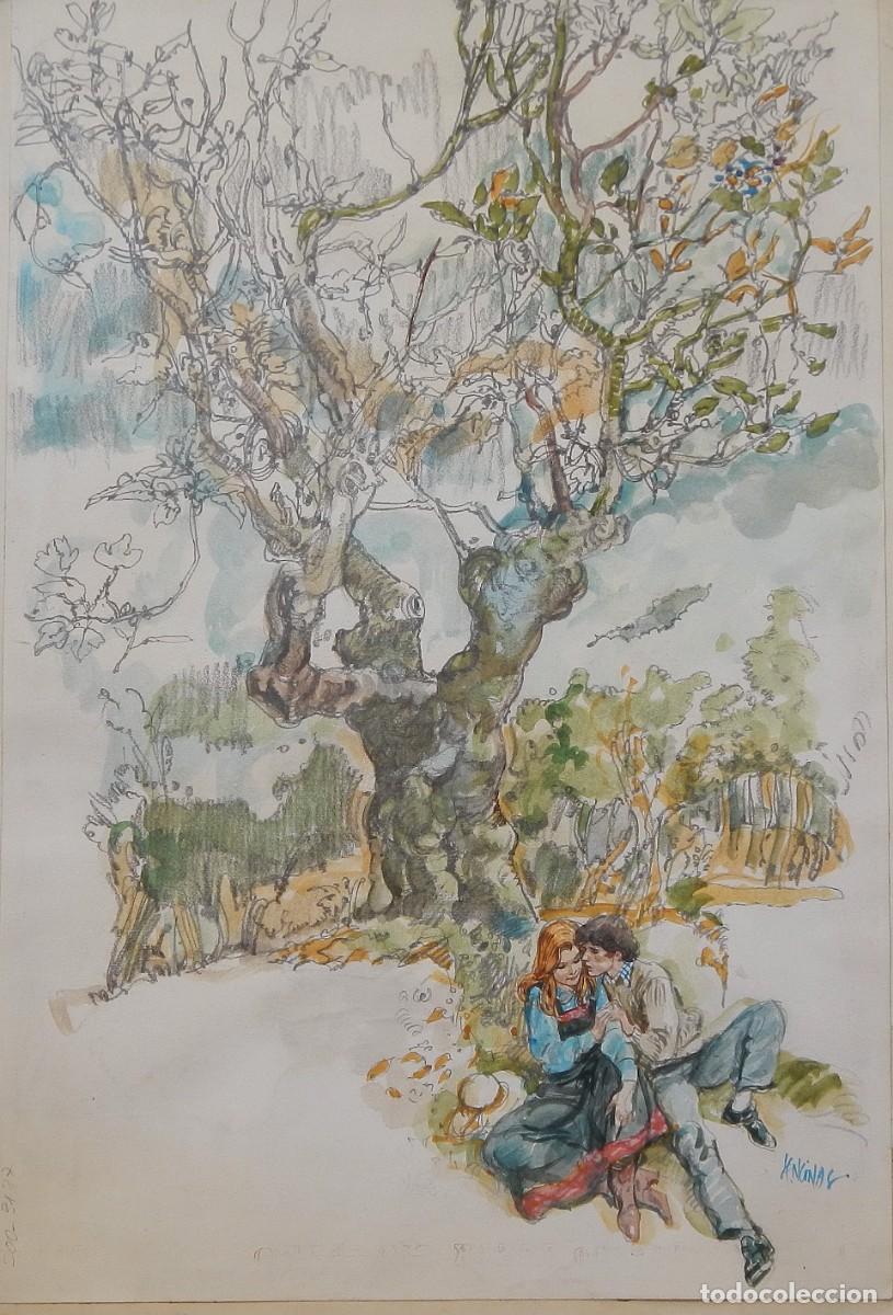 Arte: Carlos Enrique Lencinas G&oacute;mez. Tinta y acuarela sobre papel. &rdquo;Pareja de enamorados y &aacute;rbol&rdquo;.