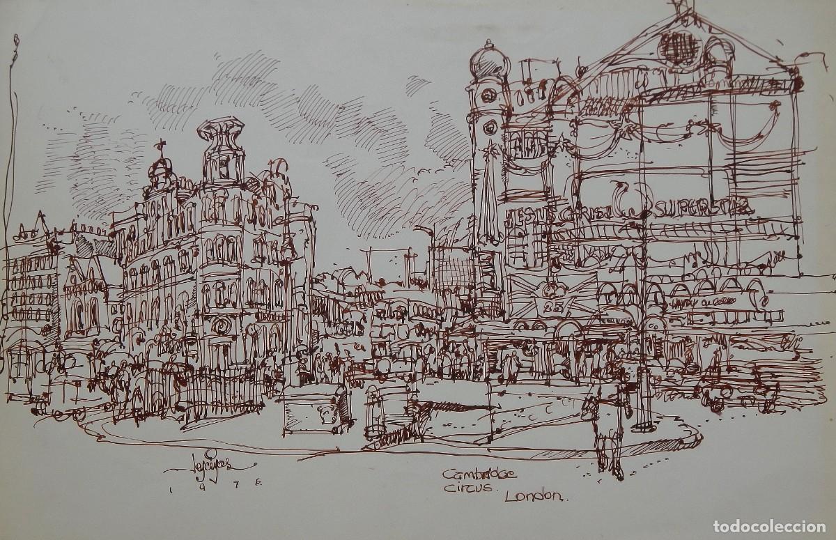 Arte: Carlos Enrique Lencinas G&oacute;mez. Tinta sobre papel. &rdquo;Cambridge Circus. London. Londres. 1976&rdquo;.