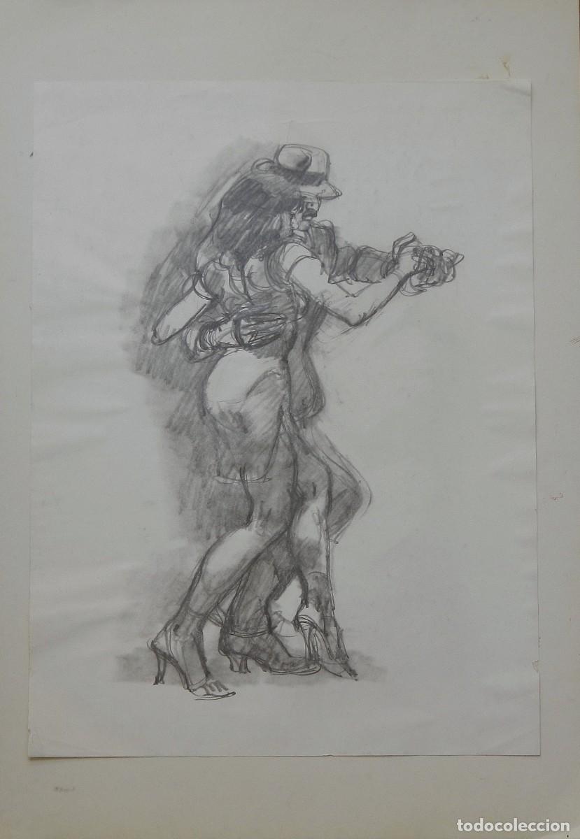 Arte: Carlos Enrique Lencinas G&oacute;mez. L&aacute;piz sobre papel. &rdquo;Pareja bailando tango&rdquo;. Sin firmar.