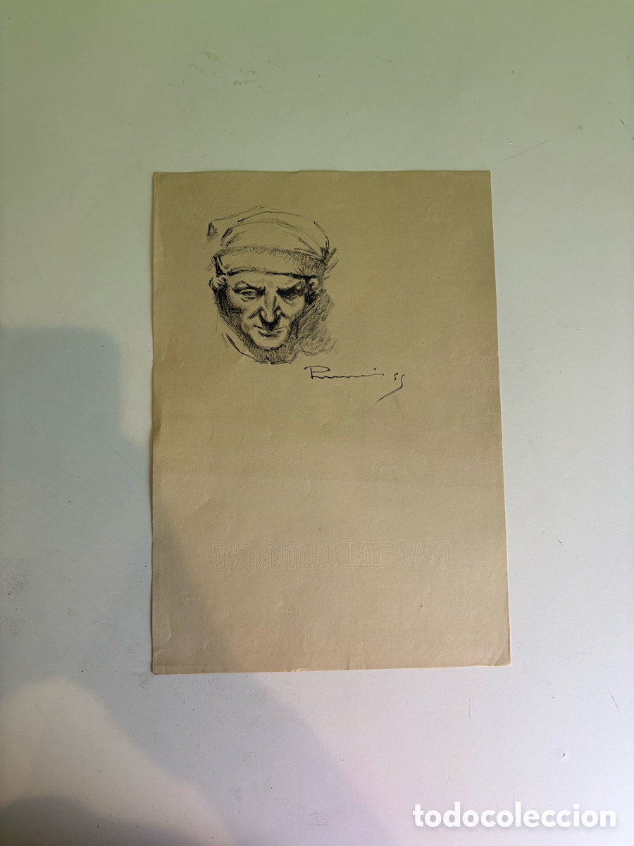 Arte: Carles Prun&eacute;s (1937-2017) Dibujo original firmado 1955 &ndash; Estudio de cabeza masculina