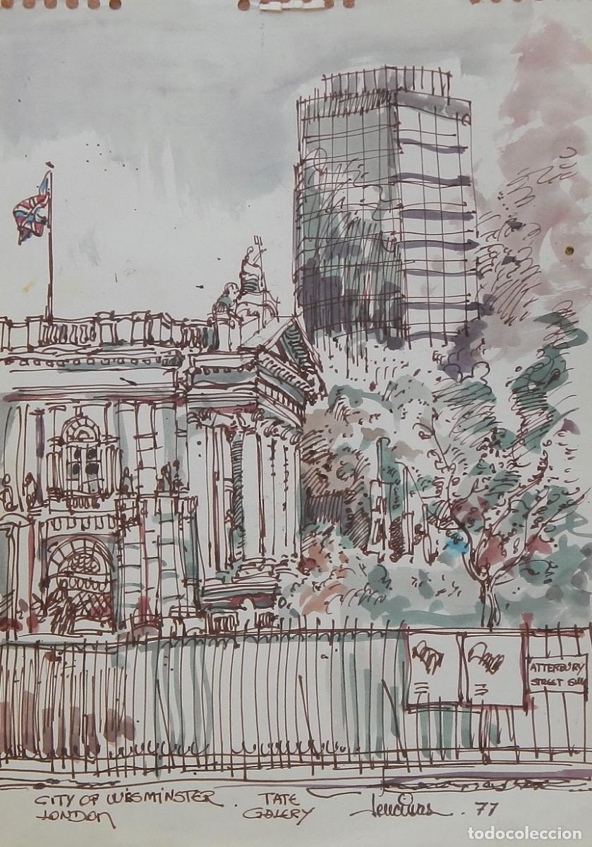 Arte: Carlos Enrique Lencinas G&oacute;mez. Tinta y acuarela sobre papel &rdquo;City of Westminster. Tate Gallery. 1977