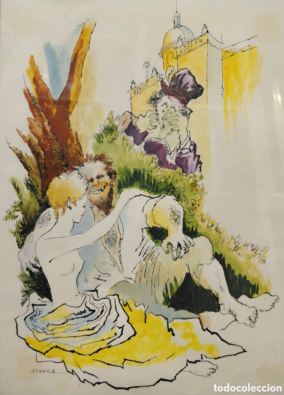 Arte: Rafael Munoa (1930-2012). Ilustraci&oacute;n, t&eacute;cnica mixta sobre papel.
