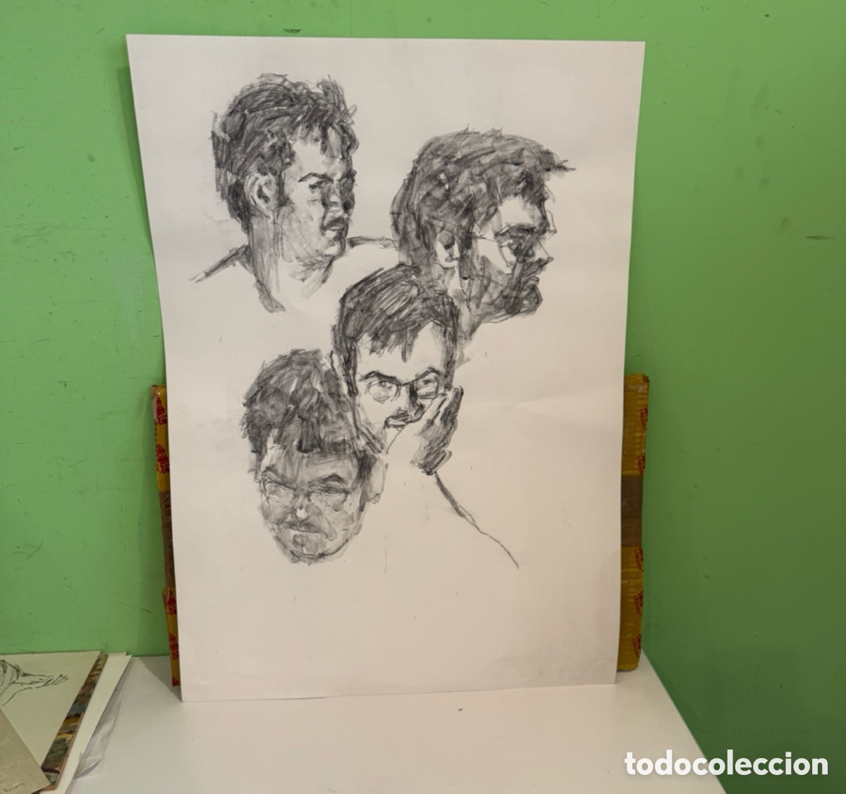 Art: Carles Prun&eacute;s (1937-2017) &Oacute;leo sobre papel &ndash; Estudios de retratos masculinos (73 x 50 cm)