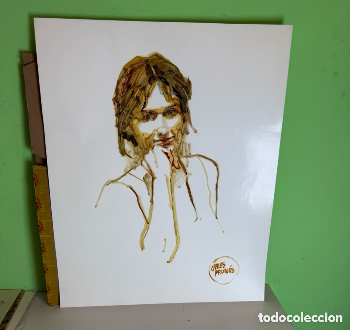 Art: Carles Prun&eacute;s (1937-2017) &ndash; &Oacute;leo sobre papel. Retrato femenino expresionista (63 x 50 cm)