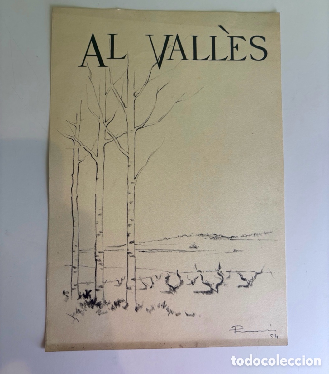 Art: Carles Prun&eacute;s (1937-2017) &ndash; &ldquo;Al Vall&egrave;s&rdquo;, dibujo original firmado y fechado 1954