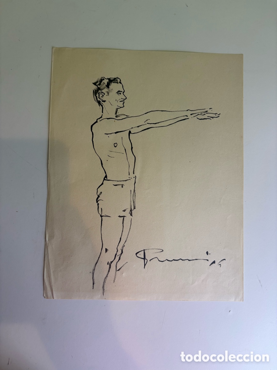 Kunst: Carles Prun&eacute;s (1937-2017) Dibujo original sobre papel &ndash; Estudio acad&eacute;mico de figura masculina (1956)