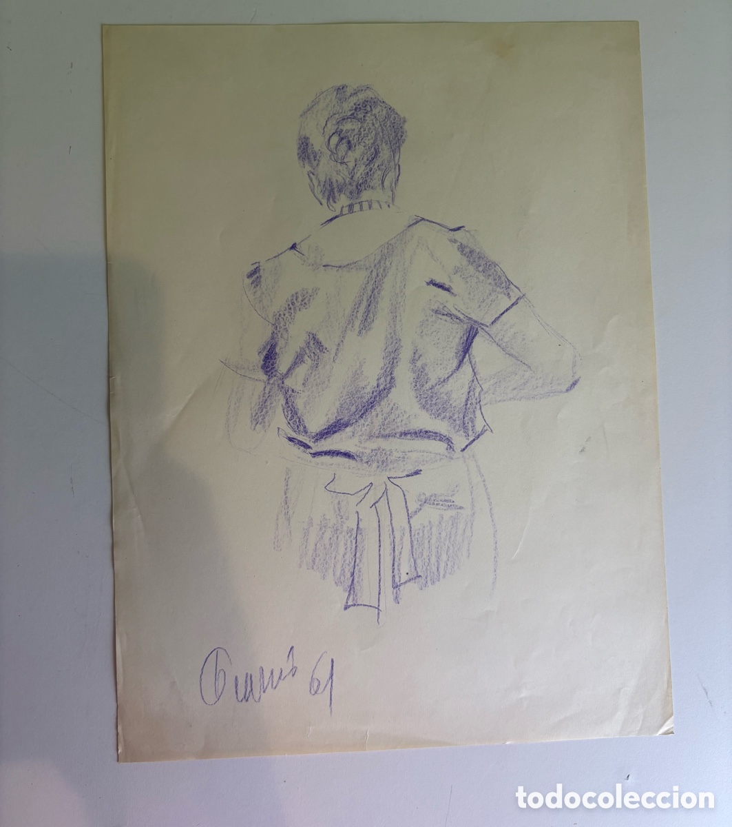 Kunst: Carles Prun&eacute;s (1937-2017) Dibujo original sobre papel-firmado y fechado 1961