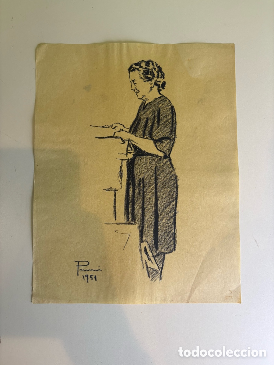Kunst: Carles Prun&eacute;s (1937-2017) Dibujo original sobre papel &ndash; firmado y fechado 1951