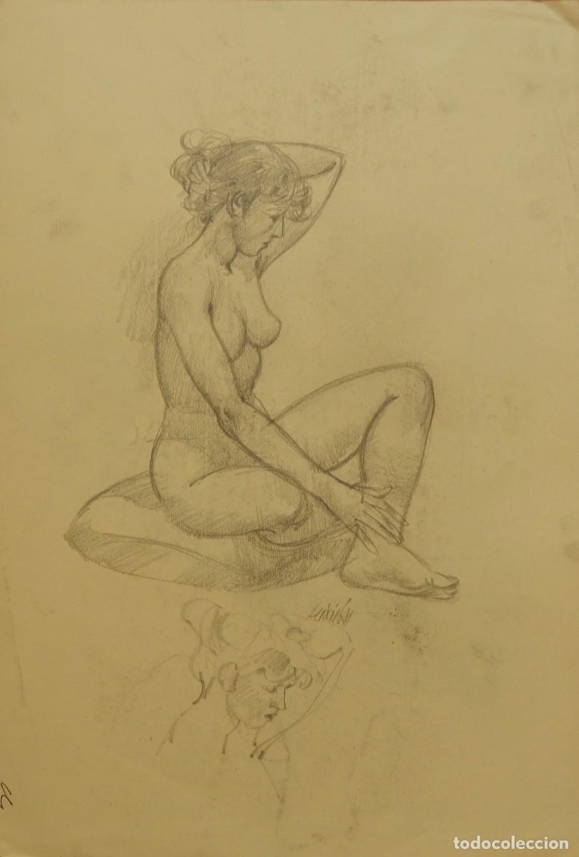Arte: Carlos Enrique Lencinas G&oacute;mez. L&aacute;piz sobre papel. &rdquo;Desnudo femenino&rdquo;. Firmado a mano. 50x35 cm.