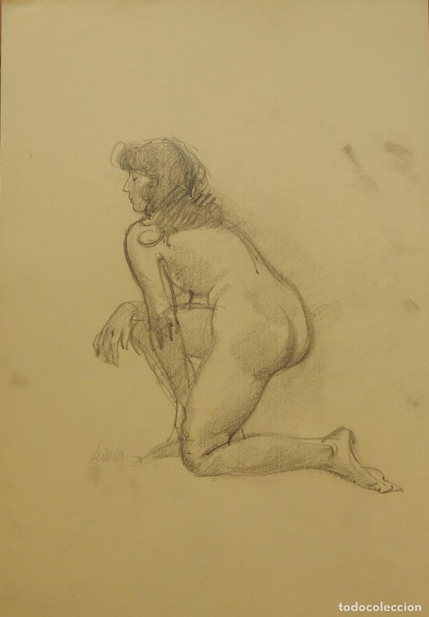 Arte: Carlos Enrique Lencinas G&oacute;mez. L&aacute;piz sobre papel. &rdquo;Desnudo femenino&rdquo;. Firmado a mano. 50x35 cm.