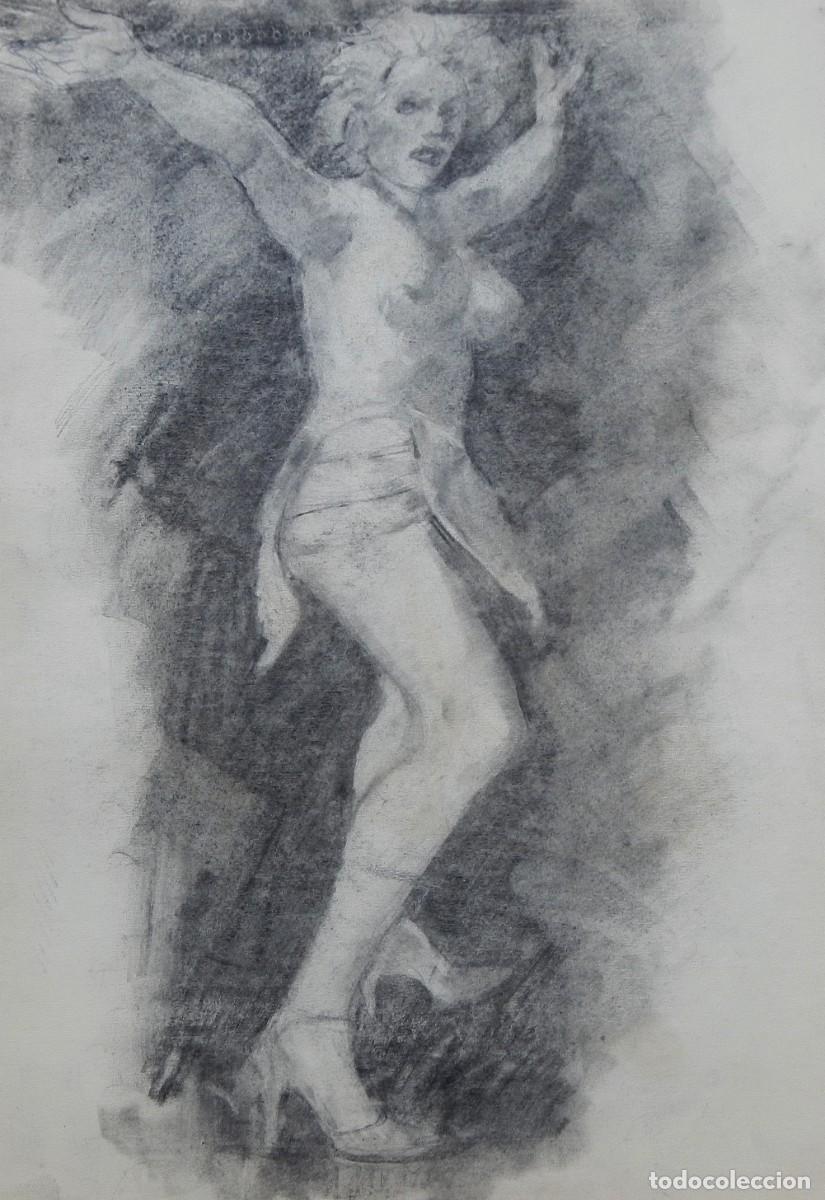 Arte: Carlos Enrique Lencinas G&oacute;mez. L&aacute;piz sobre papel. &rdquo;Desnudo femenino&rdquo;. Firmado a mano. 50x35 cm.