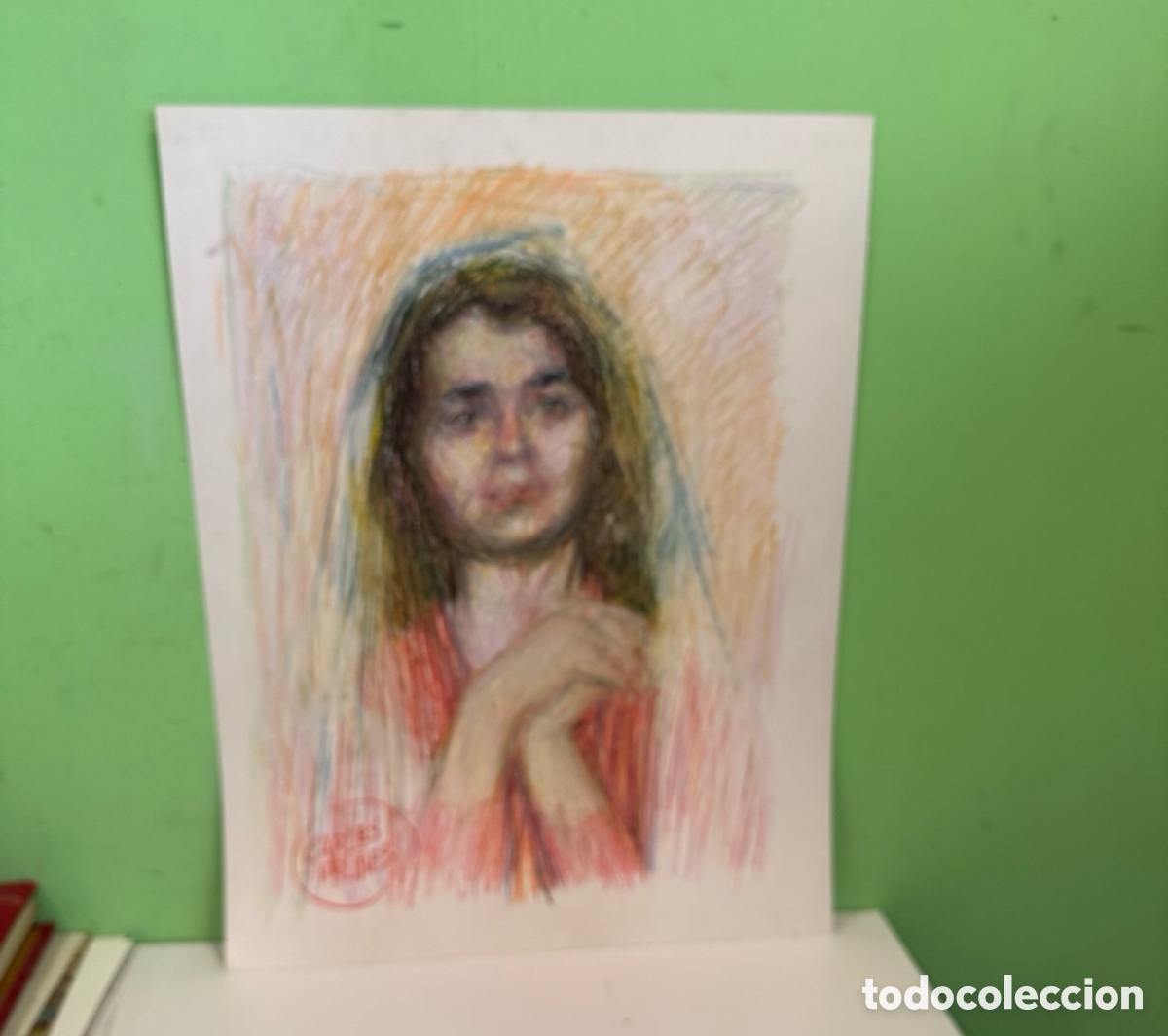 Kunst: Carles Prun&eacute;s (1937-2017) &ndash; &Oacute;leo sobre papel firmado &ndash; Retrato femenino, 50 &times; 65 cm