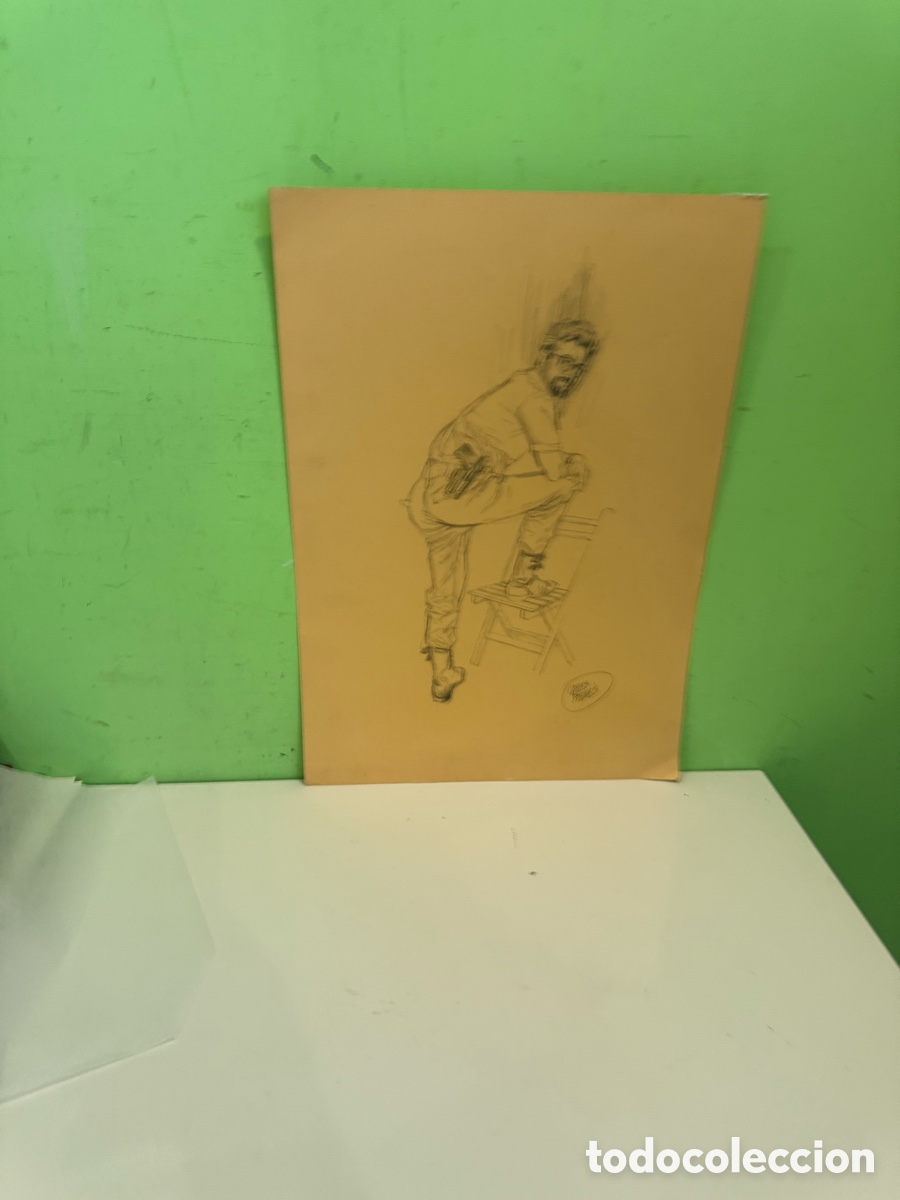 Kunst: Carles Prun&eacute;s (1937-2017) &ndash; Dibujo original sobre papel firmado &ndash; Figura masculina, 50 &times; 35 cm