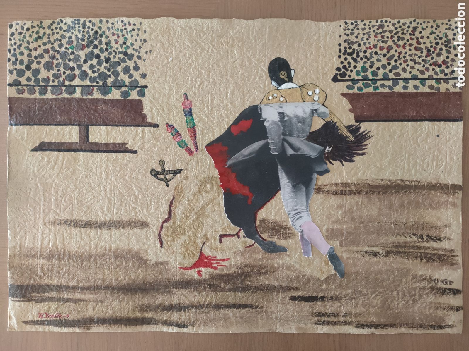 Arte: Rosa Yag&uuml;e t&eacute;cnica mixta sobre papel artesanal