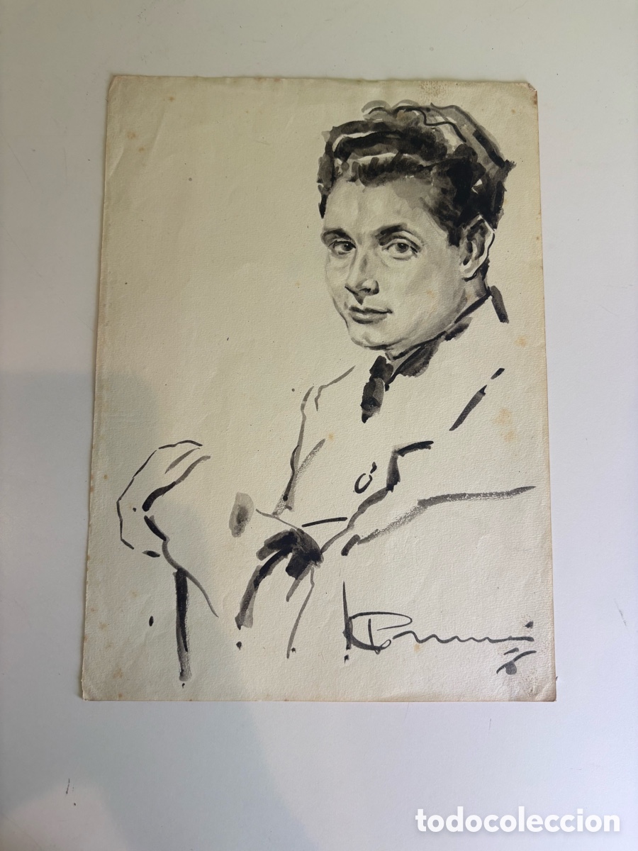 Kunst: Carles Prun&eacute;s (1937-2017) &ndash; Retrato femenino original sobre papel, firmado
