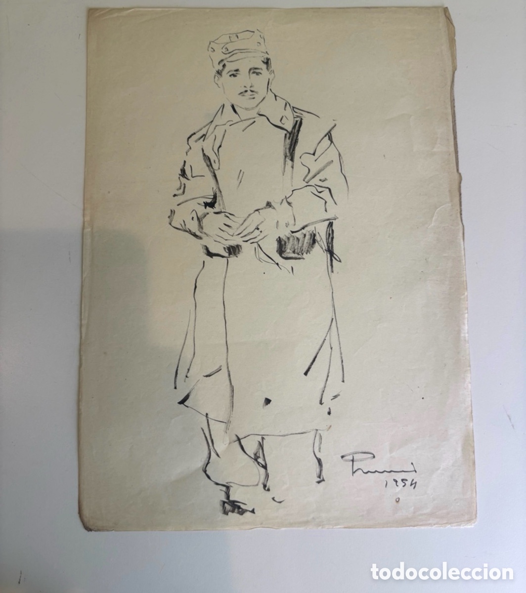 Art: Carles Prun&eacute;s (1937-2017) &ndash; Dibujo original firmado y fechado 1954 &ndash; Estudio de figura masculina