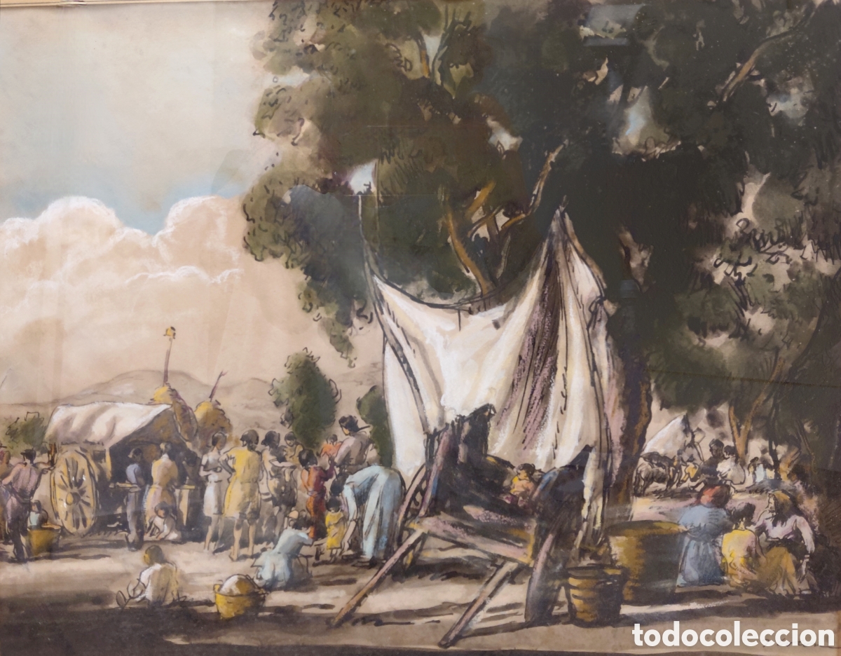 Art: Joan Colom (1879-1964). Romer&iacute;a, t&eacute;cnica mixta sobre papel.