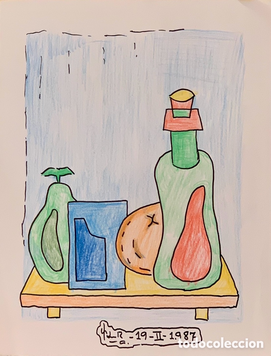 Arte: MEDINA ROSIQUE, Manuel (Murcia. &ldquo;Bodeg&oacute;n&rdquo;. L&aacute;piz sobre papel. 1987.