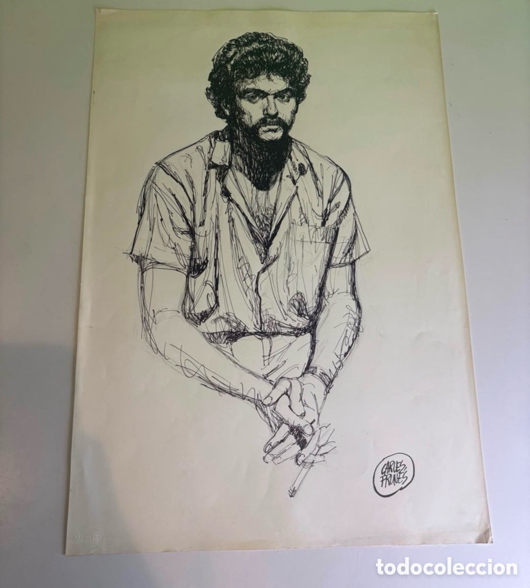 Art: Carles Prun&eacute;s (1937-2017) &ndash; Dibujo original sobre papel, retrato masculino