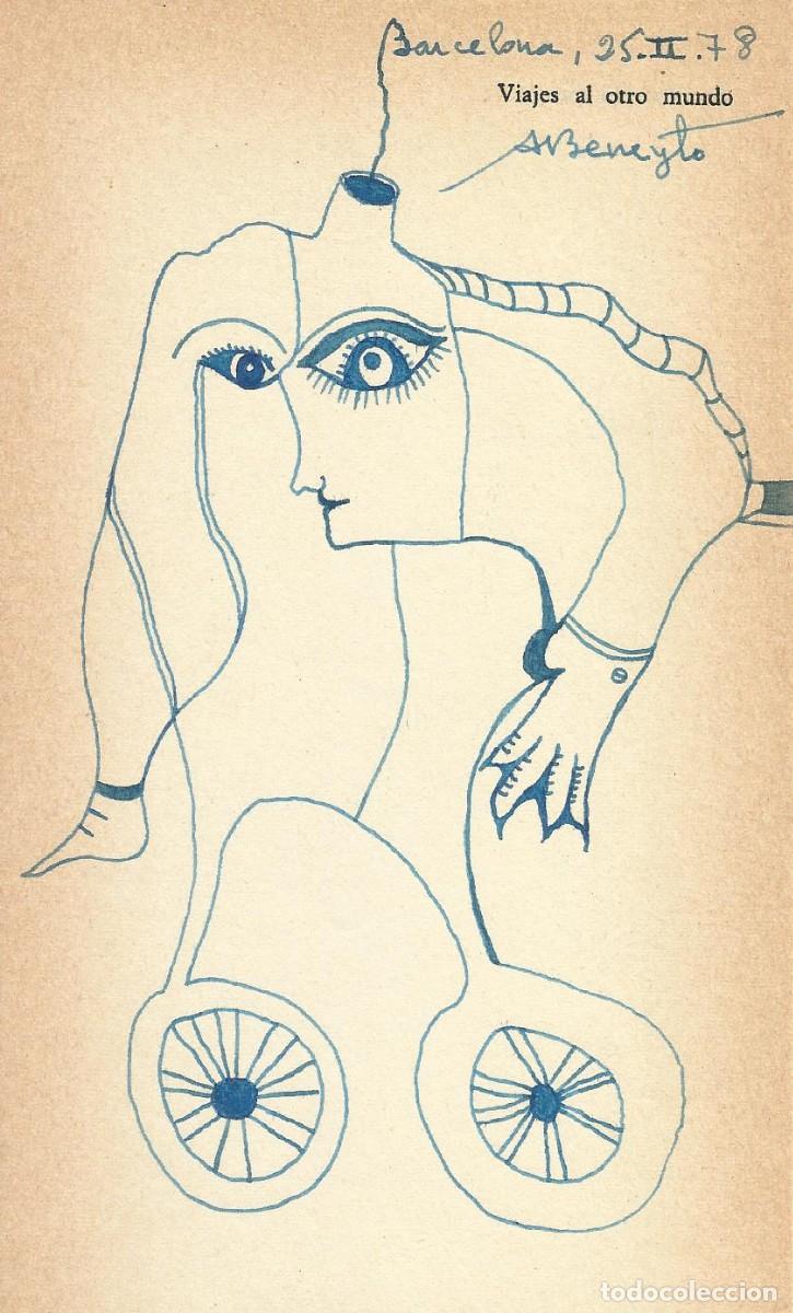Arte: Antonio Beneyto. Dibujo a tinta sobre papel. Surrealismo. Firmado a mano. 18x11 cm.