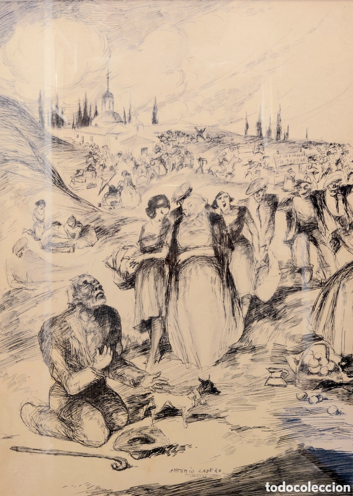 Art: Antonio Casero (1897-1973). Romer&iacute;a, tinta sobre papel.