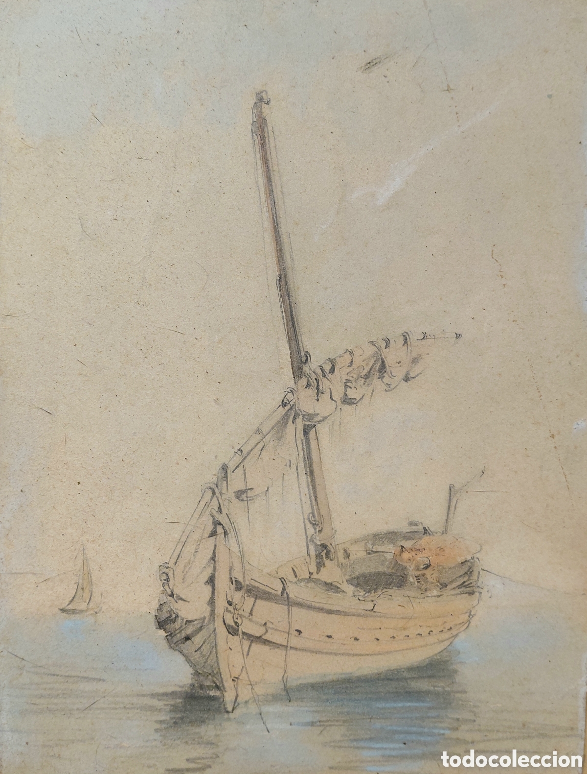 Kunst: Jos&eacute; Luis Pellicer (1842-1901). Barca, l&aacute;piz y pastel sobre papel.
