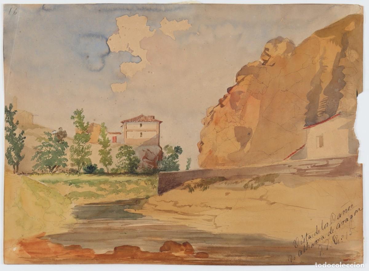 Arte: Vista de los da&ntilde;os de Alhama de Arag&oacute;n de Pedro P&eacute;rez de Castro (1823-1902)