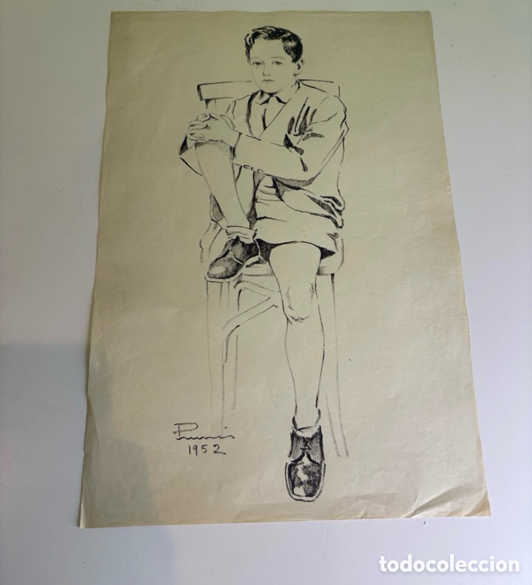 Art: Carles Prun&eacute;s (1937-2017) &ndash; Dibujo original sobre papel firmado y fechado 1952