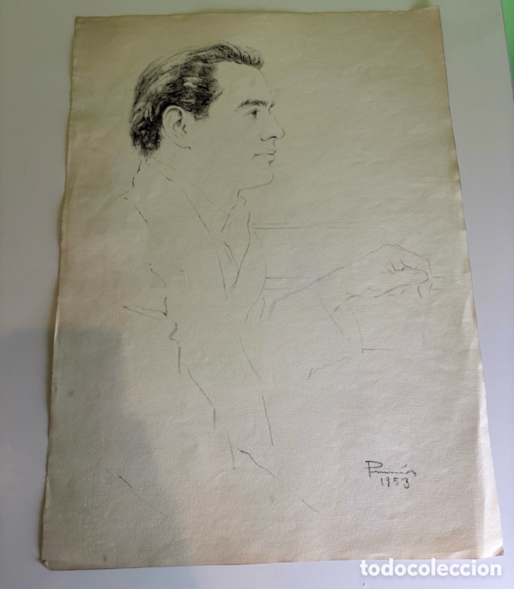 Art: Carles Prun&eacute;s (1937-2017) &ndash; Dibujo original firmado y fechado 1953 sobre papel