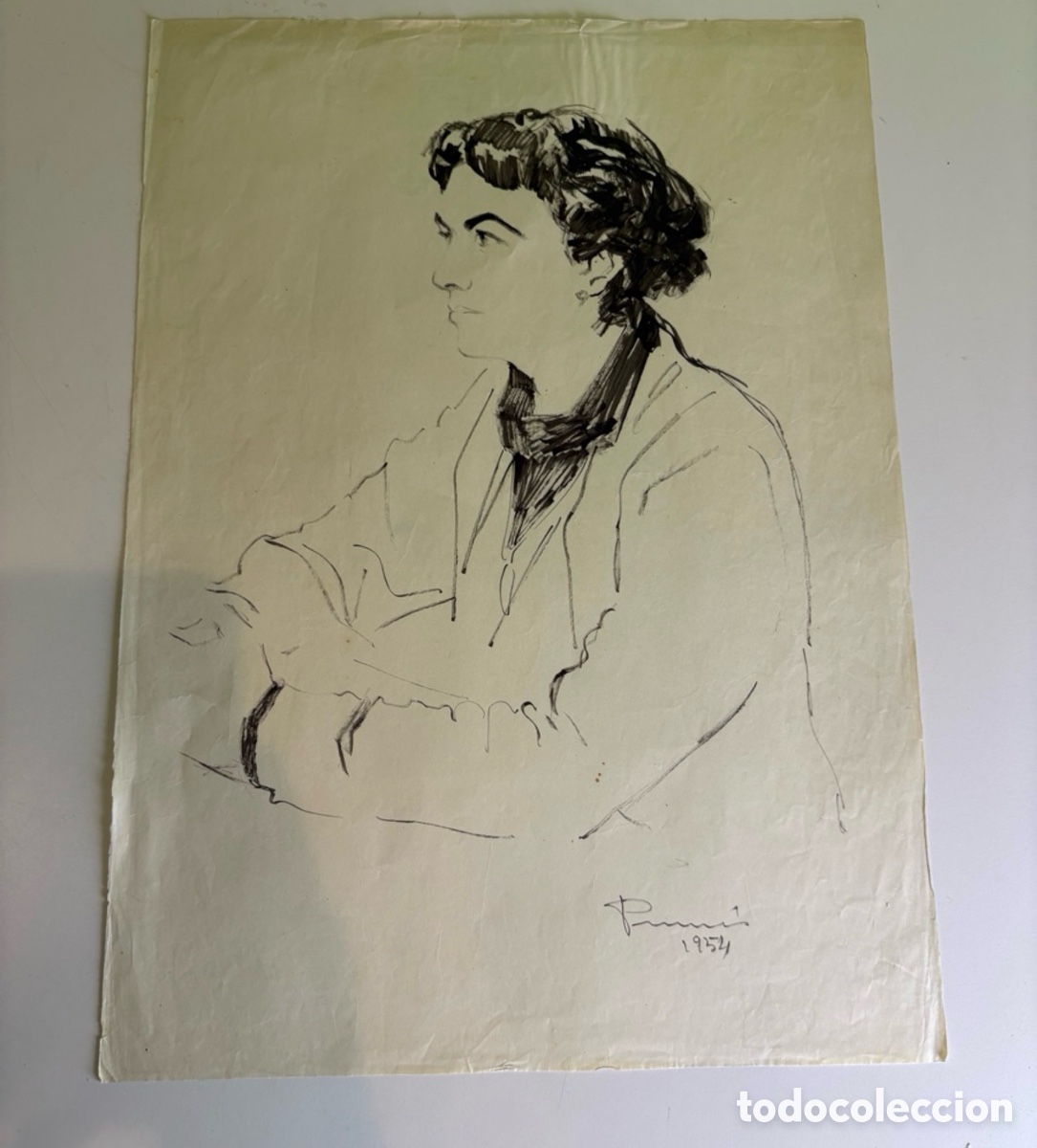 Art: Carles Prun&eacute;s (1937-2017) &ndash; Dibujo original firmado y fechado 1954 sobre papel