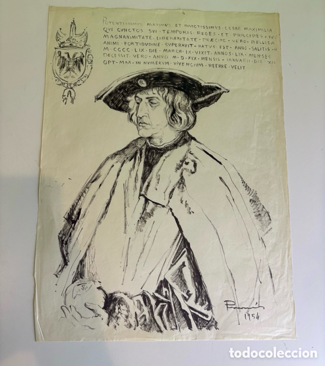 Art: Carles Prun&eacute;s (1937-2017) &ndash; Dibujo original firmado y fechado 1954 sobre papel