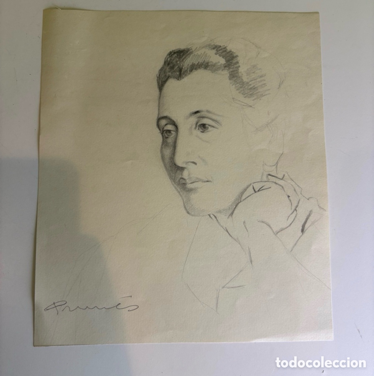 Arte: Carles Prun&eacute;s (1937-2017) &ndash; Dibujo original firmado sobre papel &ndash; Retrato femenino