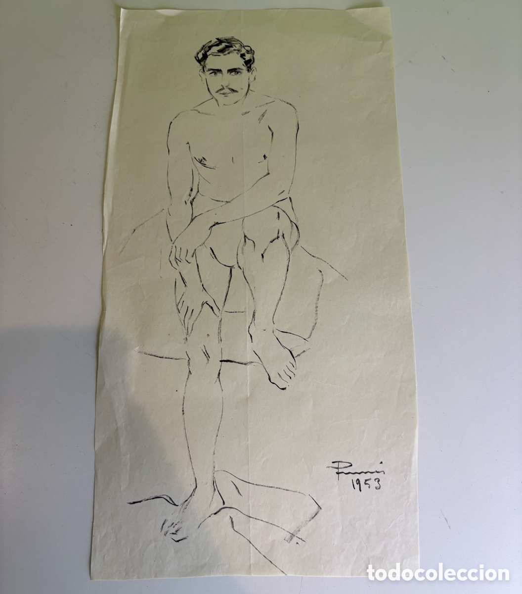 Arte: Carles Prun&eacute;s (1937-2017) &ndash; Dibujo original firmado y fechado 1953 sobre papel