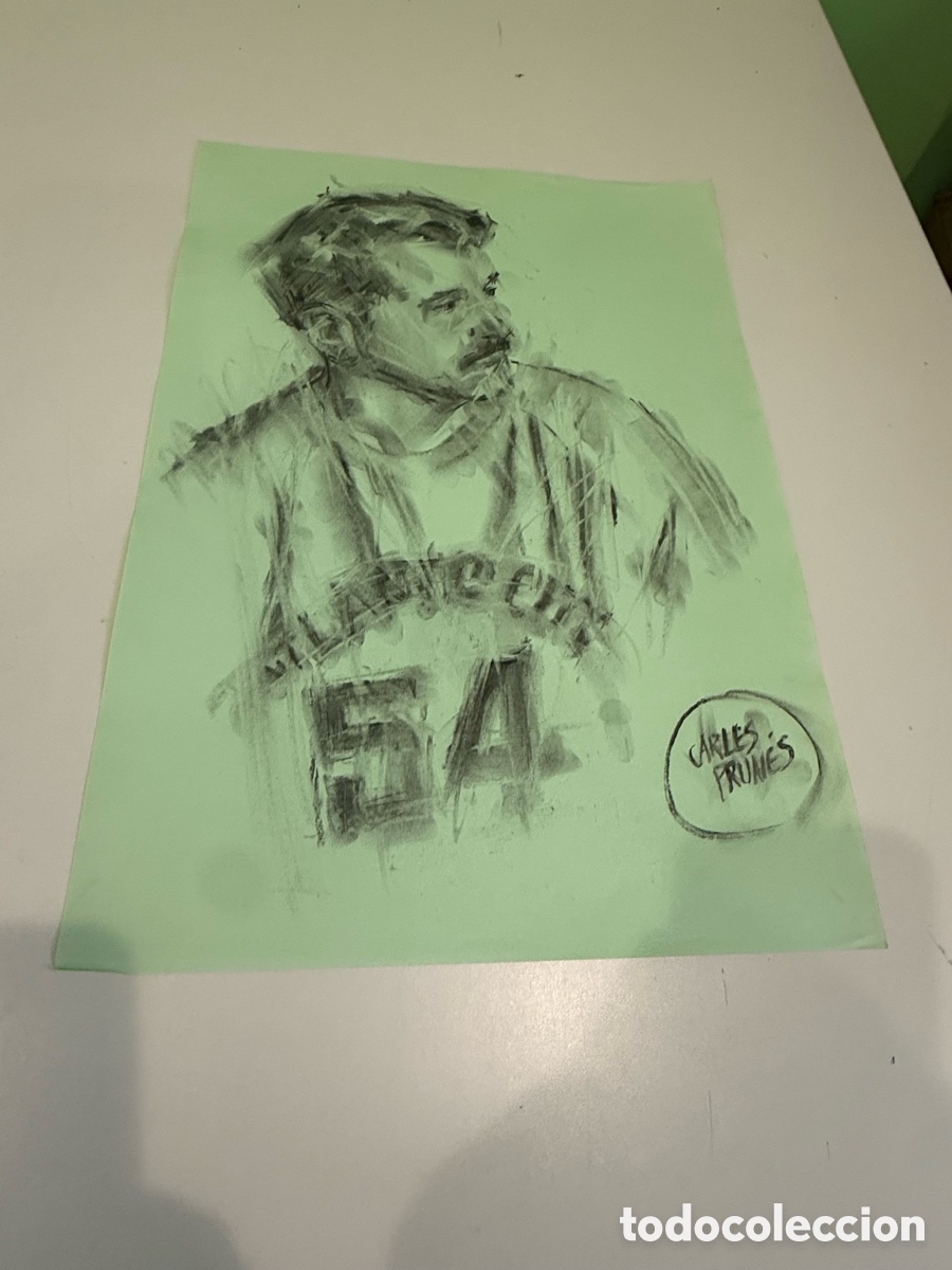 Arte: Carles Prun&eacute;s (1937-2017) &ndash; Dibujo original sobre papel. Retrato masculino 54 (40x30 cm)