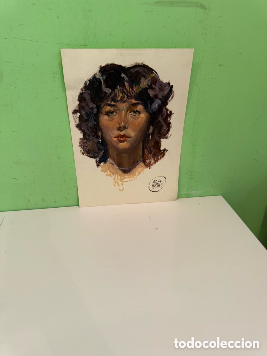 Arte: Carles Prun&eacute;s (1937-2017) &ndash; Retrato femenino original sobre papel (30x40 cm)