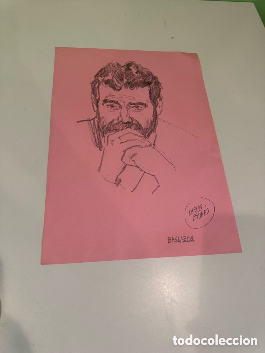 Arte: Carles Prun&eacute;s (1937-2017) &ndash; Dibujo original sobre papel. Retrato masculino (30x40 cm)