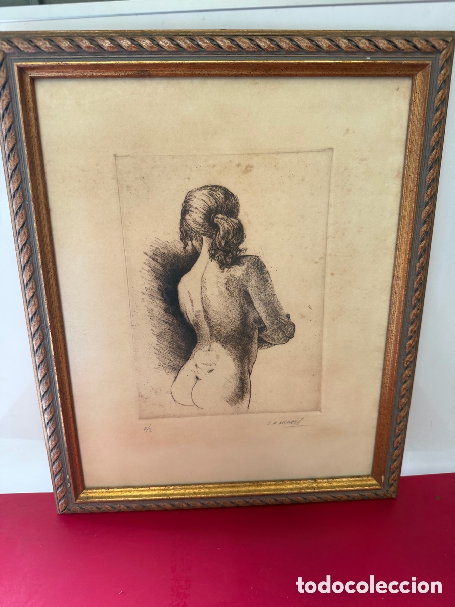 Arte: Grabado original aguafuerte desnudo femenino