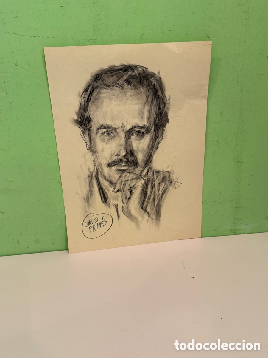 Arte: Carles Prun&eacute;s (1937-2017) &ndash; Retrato original sobre papel firmado, 40 x 30 cm